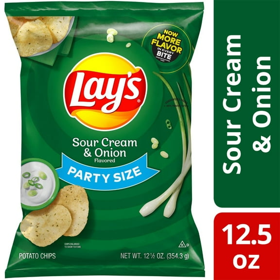 Pack of 3 Lay's Sour Cream and Onion Potato Chips Party Size, 12.5 oz (packaging may vary)