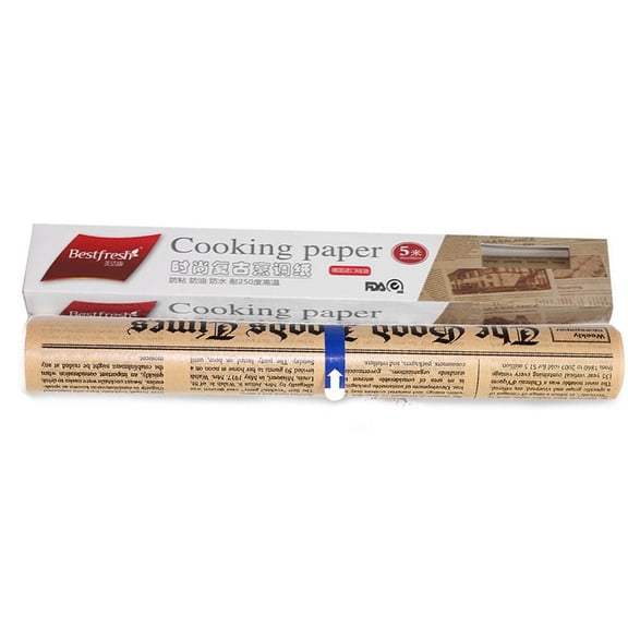 Vintage Newspaper Silicone Coated Baking Paper Roll Heat Resistant Non Stick Cooking Sheet for Oven Air Fryer