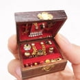 thumbnail image 3 of Joyero con forma de casa de muñecas en miniatura con espejo de madera, 3 of 3