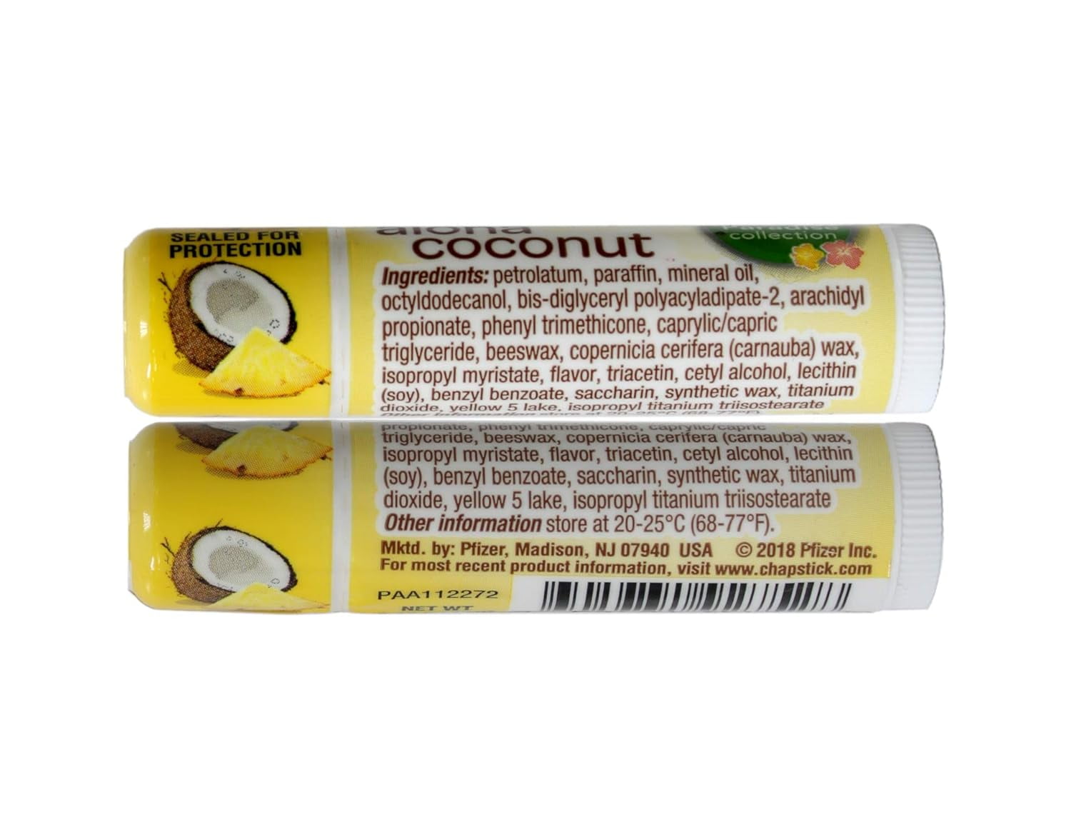 ChapStick Bulk Lip Balm, Aloha Coconut, 12-Pack – Luscious & Tropical Lip Moisturizer, 0.15 Ea