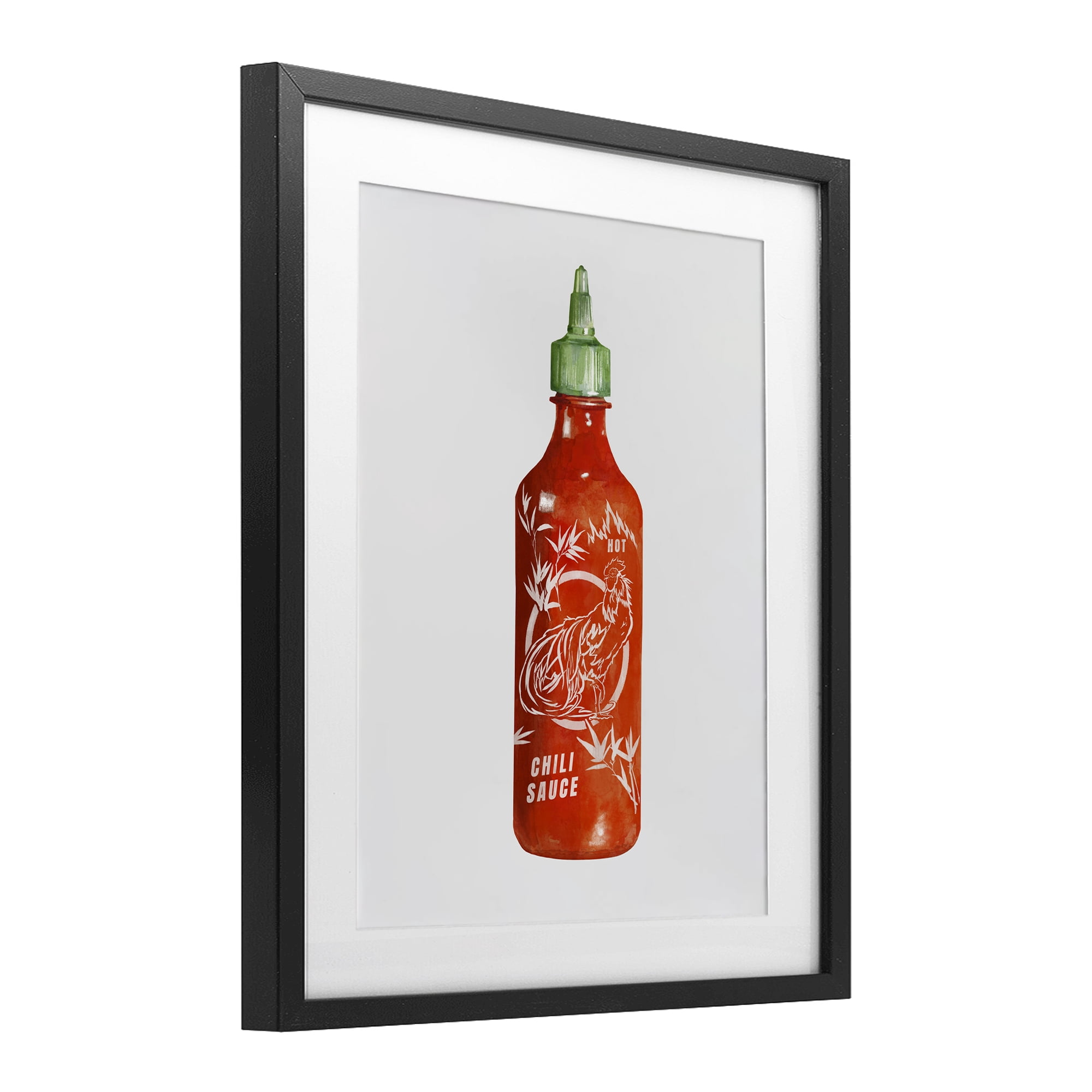 Stupell Industries Iconic Hot Sauce Bottle Black Framed Print Under Glass, design by Rylen McNett