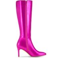 thumbnail image 4 of BLISSFUL STEP Valentine's Women's Boot Pointed Toe Side Zipper Stiletto Heel Knee High Boots Hot Pink 7.5, 4 of 8