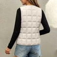 thumbnail image 4 of Riecok Kids Puffer Vest Sleeveless V Neck Button down Cropped Jackets Thermal Solid Warm Winter Outerwear Beige 7-8T, 4 of 6