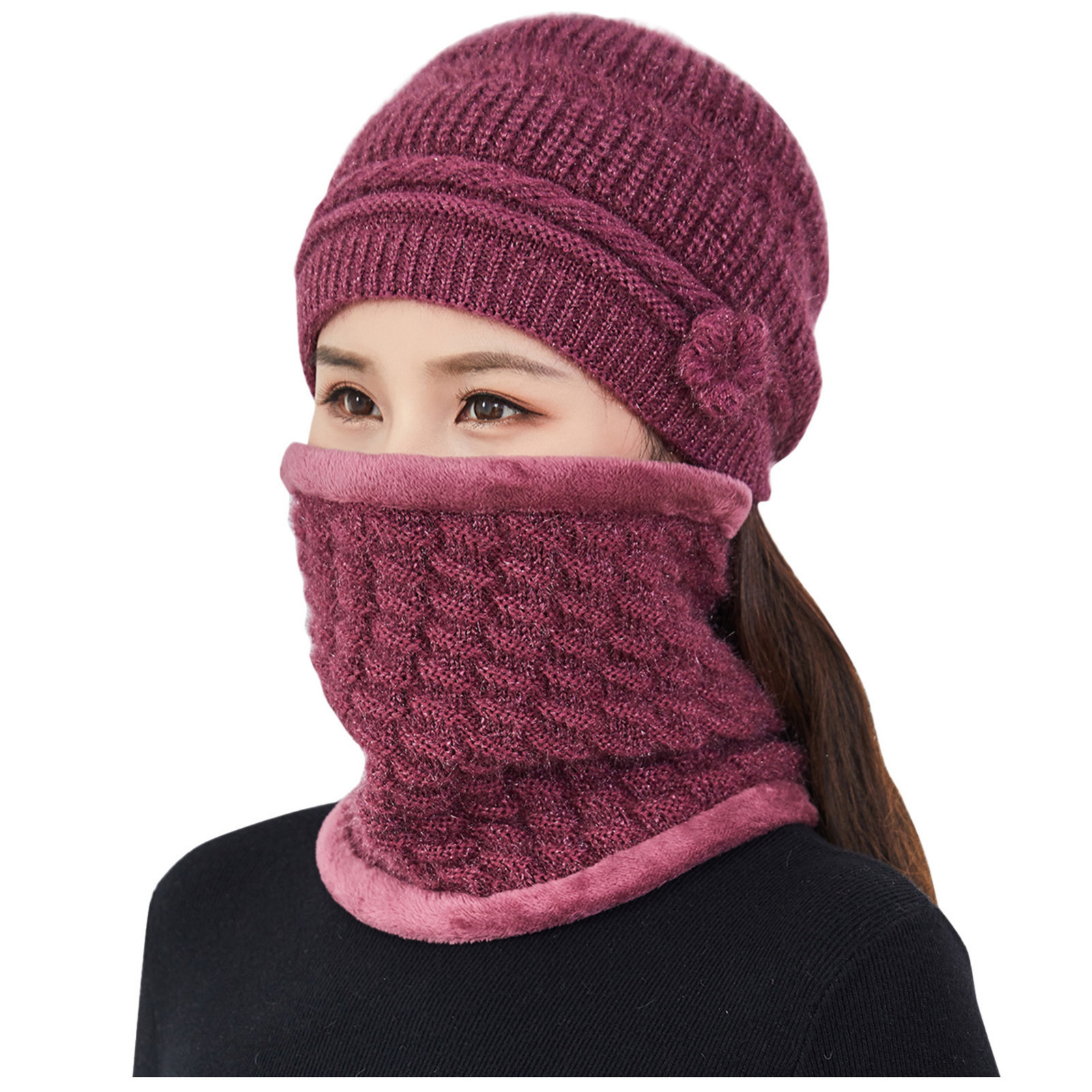 Bonnet Hiver Doux Motif Cœur D'ambulance - Tricoté Acrylique Extensible, Uni, Pour Femme