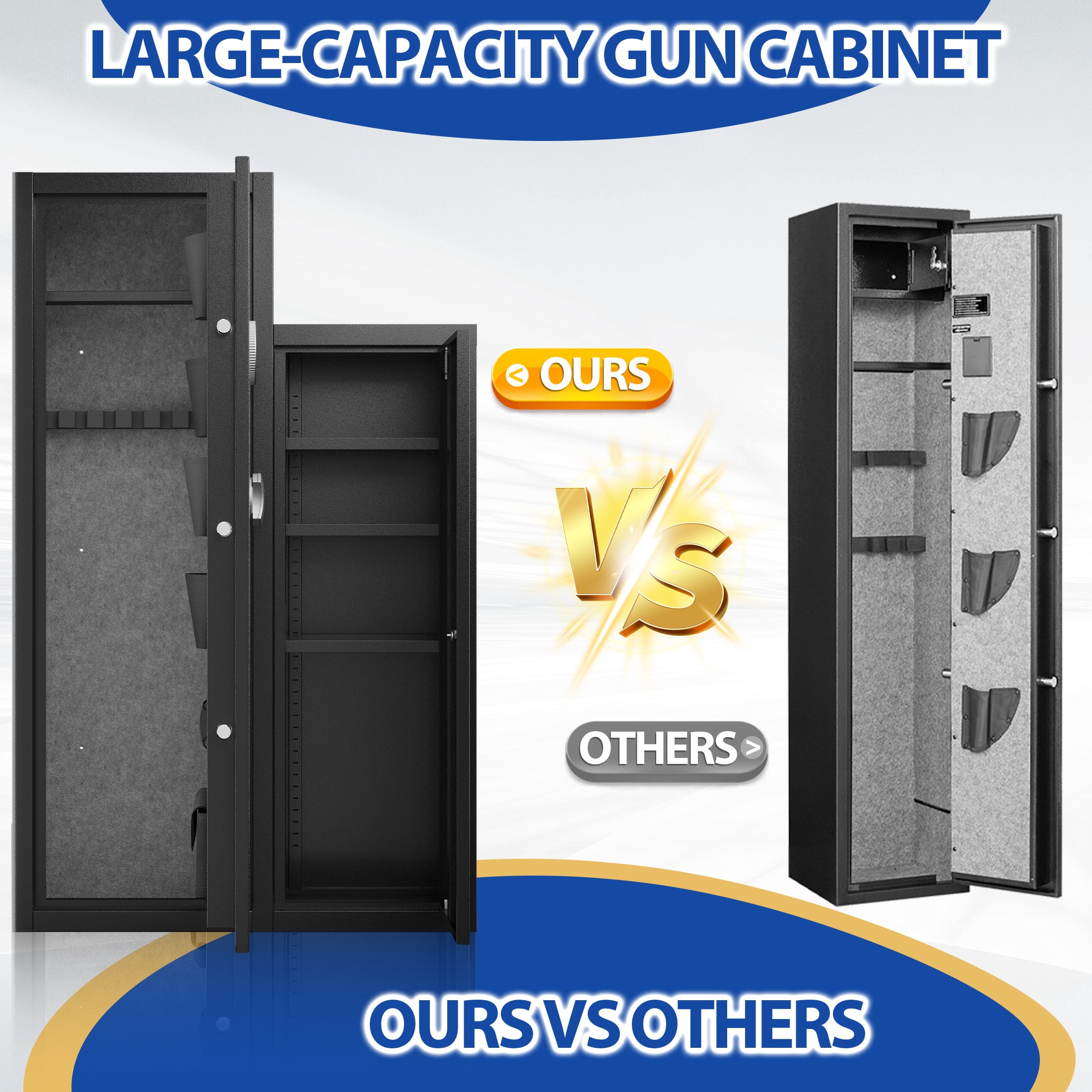 KAER 8-10 Gun Safe, Large Gun Safe for Rifle and Pistol, Assembled Gun Cabinet & Unassembled Storage Cabinet with Removable Shelf for Home