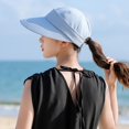 thumbnail image 3 of Zip-Off Wide Brim Visor Hat for Women Packable Sun Hat for Golf Hiking Gardening UV Protection Summer Beach Hat, 3 of 7