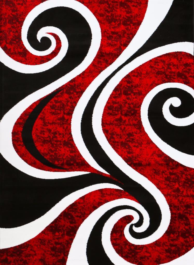 Photo 1 of 0327 Red Swirls Modern Abstract Area Rug 5x7