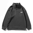 thumbnail image 1 of Sudadera sin capucha para hombre, informal, de color liso, con cremallera, cárdigan sin capucha, suéter de manga larga, abrigo holgado, abrigo de poliéster para hombre, 1 of 7