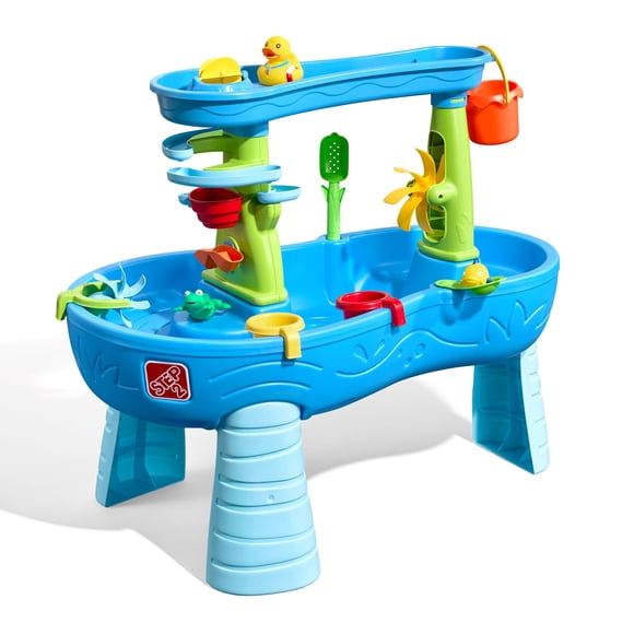 Step2 Double Showers Splash Water Table for Kids, Outdoor Kids Water Sensory Table Playset 11-piece Accessory Set
