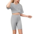 thumbnail image 5 of Girl's 2 Piece Outfits Graphic Print Short Sleeve Tee Top and Biker Shorts Tracksuit Workout Set, 5 of 9