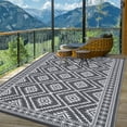 thumbnail image 6 of Garvee Waterproof  Outdoor Rug, 9'x12' Outdoor Patio Rug Mat, Reversible Plastic Rugs with Storage Bag, Portable Modern Outdoor Carpet for Camping, Balcony, Deck, Backyard, Gray, 6 of 9