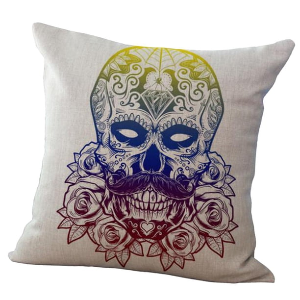 Funda de cojín Macarena de cráneo almohada de 16.93x16.93 Pulgadas