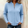 thumbnail image 2 of Ke1Clo Corduroy Jacket for Women Casual Fashion Zip Up Long Sleeve Cardigan Flowy Slim Fall Winter Comfy Coat Blue XXXXL, 2 of 6