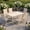 Sandshell Table-Sandshell Chairs, variant on Vicllax 7Piece Outdoor Patio Dining Set, 63 Inch Rectangle Table with Umbrella Hole and All-Weather Patio Swivel Chairs set of 6, Black Table and Blue Chairs