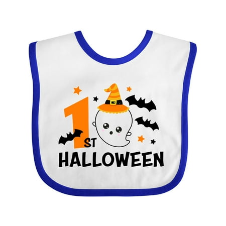 

Inktastic 1st Halloween with Ghost and Bats Gift Baby Boy or Baby Girl Bib