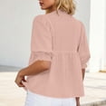 thumbnail image 5 of Button Down Short Sleeve Shirts for Women Round Neck Loose Casual Summer Tops, 5 of 7