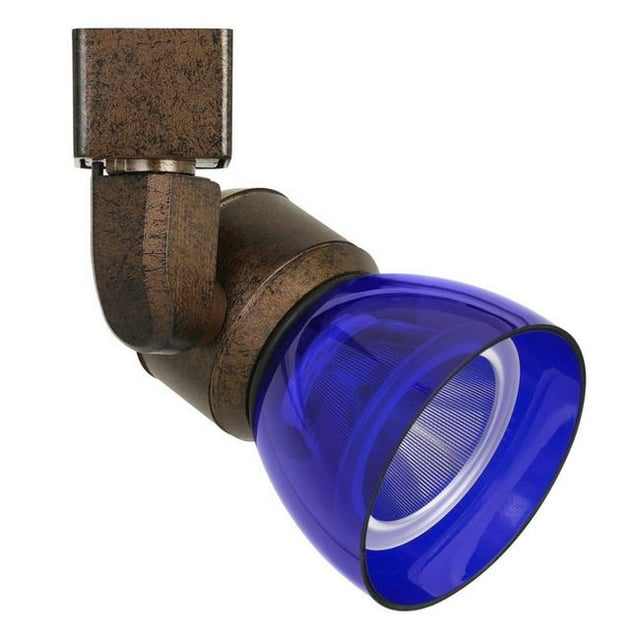 Benjara BM220611 10W Integrated LED Track Fixture with Polycarbonate Head, Bronze & Blue
