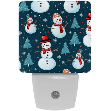 

Christmas snowman LED Square Night Lights - Bright and Compact Bedroom or Bathroom Lighting Solution with Auto on/Off Sensor - Set of 2 Square Shaped Nightlights