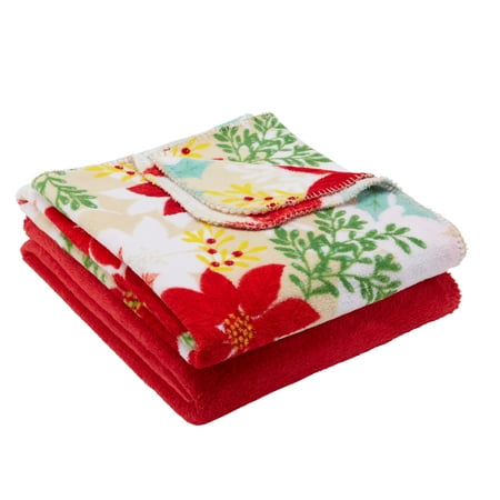 Mainstays Fleece Plush Throw Blanket, Set of 2,