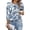 Blue Ethnic Printed, variant on Women's 3/4 Sleeve Tops Dressy Casual Pleated Business Work Blouses Office Shirts