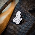 thumbnail image 4 of Mini White Ghost Shaped Halloween Decorative Badge Brooch, Lightweight Cute Spooky Accessory, Lovely Pin Ornament for Clothing Backpack Bag Holiday Party Outfit Matching, 4 of 8