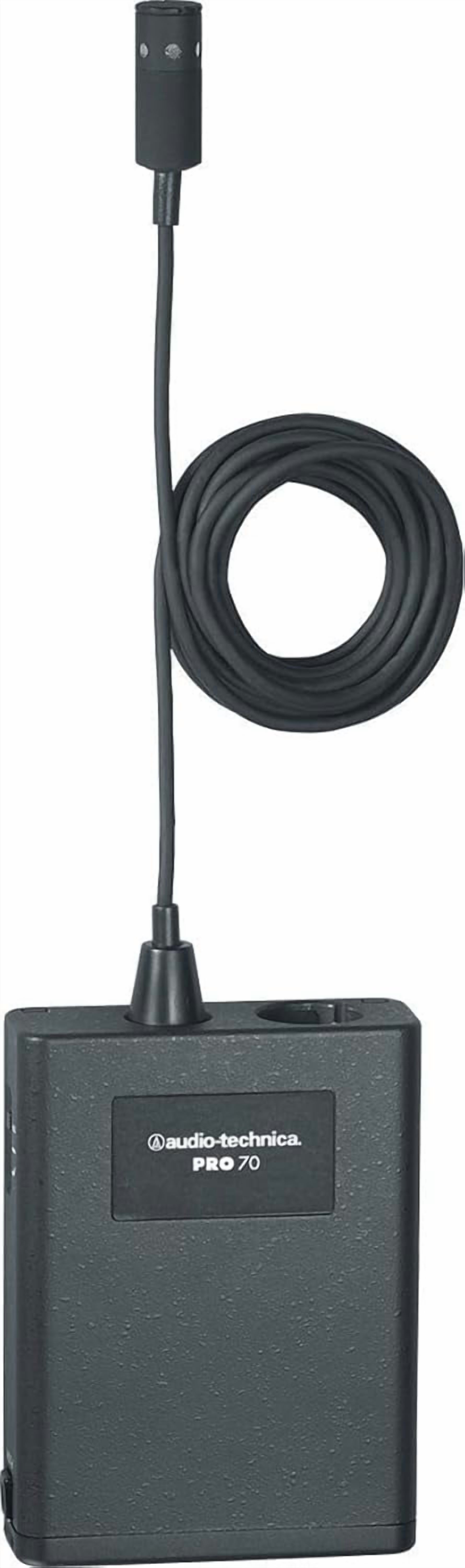 Audio-Technica Pro 70 Cardioid Lavalier Microphone (Pack of 4) + Goby Labs Microphone cleaner + Pack of 4 10 Ft XLR Cable + Pack of 4 4xAA Batteries With Charger + More