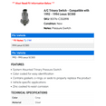 thumbnail image 2 of A/C Trinary Switch - Compatible with 1992 - 1994 SC300 1993, 2 of 2