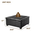 thumbnail image 2 of Noble House Grande Table Basse Ottomane Carrée de 34,25 Po avec Rangement, Ottomane Rembourrée en Cuir PU, Noir, 2 of 9