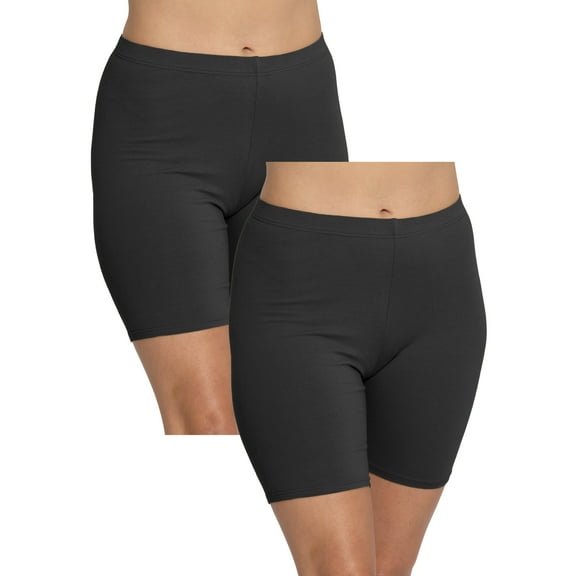 Stretch Is Comfort Women's Cotton Biker Shorts 2 Pack Black Large