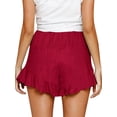 thumbnail image 3 of Nlife Women Elastic High Waist Ruffle Design Wide Leg Lounge Shorts, 3 of 5