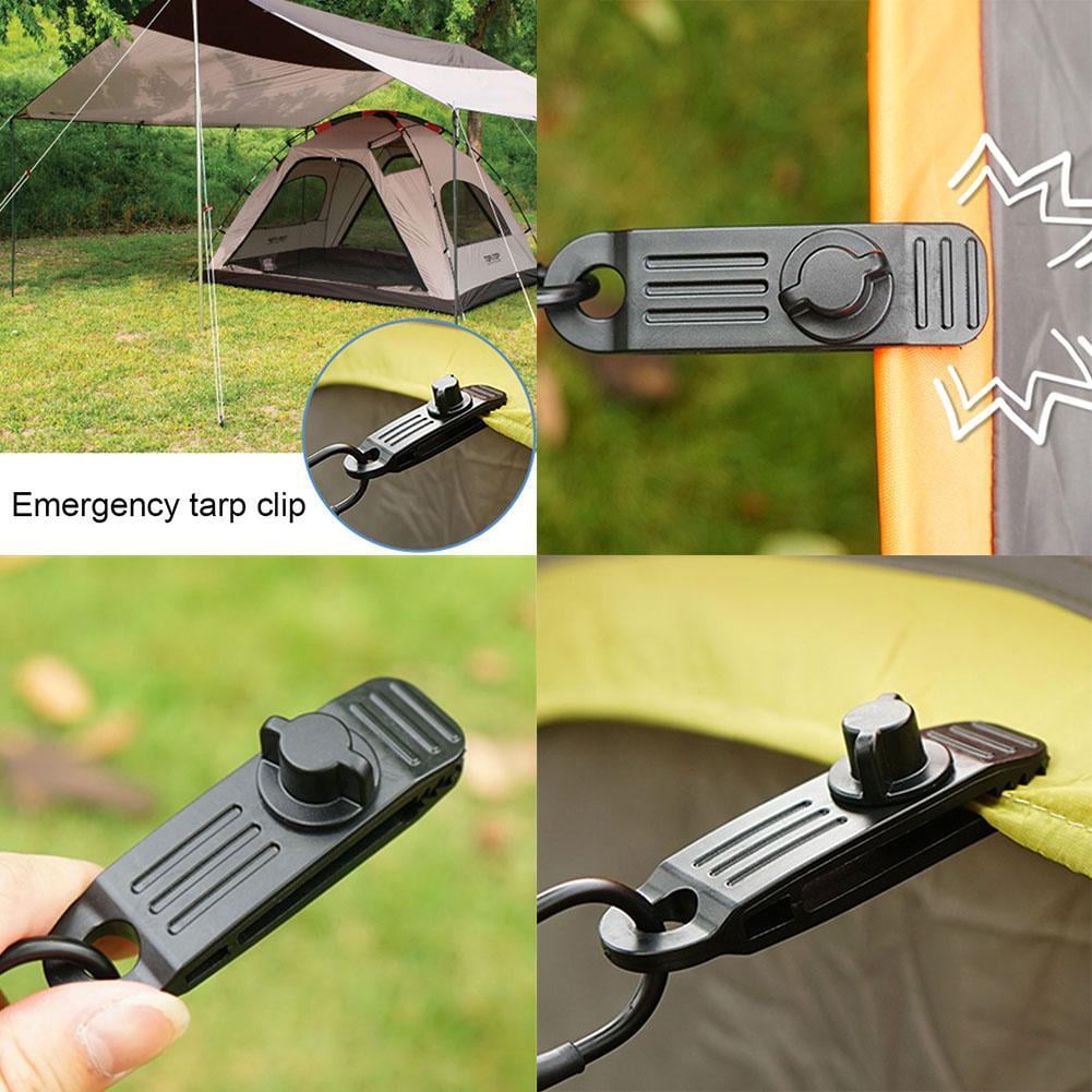 2/10X Black Reusable Linoleum Clip Fixed Plastic Clip For Outdoor Tent UK 