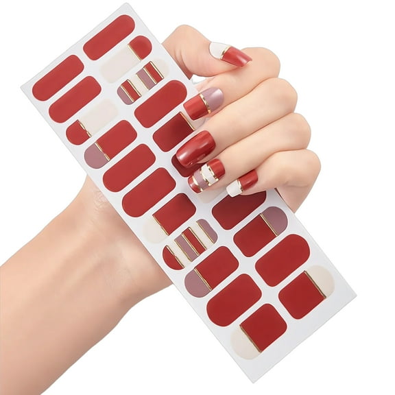 Fashion Semi Cured Gels Nails Polish Stickers Nails Strips Waterproof Adhesive Full Nails Wraps Gels Nails Art Stickers