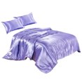 thumbnail image 2 of Funda de edredón Funda nórdica de seda artificial Cremallera Funda de almohada para dormir Juego de cama, Reina, 229x229cm, Morado sidaley HA003632-14, 2 of 7