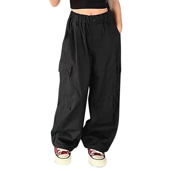 Cargo Pants for Girls Casual Elastic Waist Cargo Pants Baggy Pants Girl Wide Leg Pants Tween Girls Trendy Clothes 6-7 Years