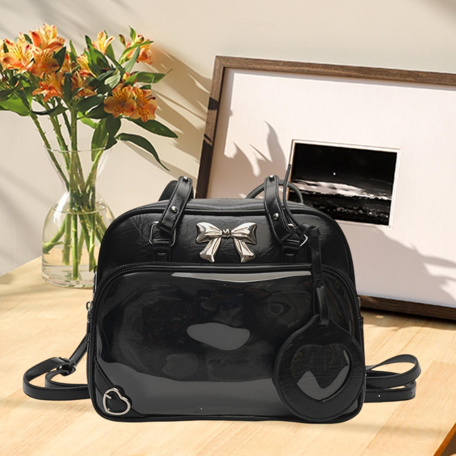 Wxqbjtam Ita Bag Clear Window DIY Cute Women Backpack for Cosplay Party Supplies Shopping Black