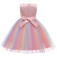 thumbnail image 2 of URMAGIC 3-10Y Child Girls Sleeveless Lace Stripe Rainbow Princess Dress for Birthday Pageant Gown Dresses, 2 of 7