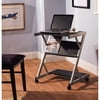 Mobile Computer Cart with Shelf, Black