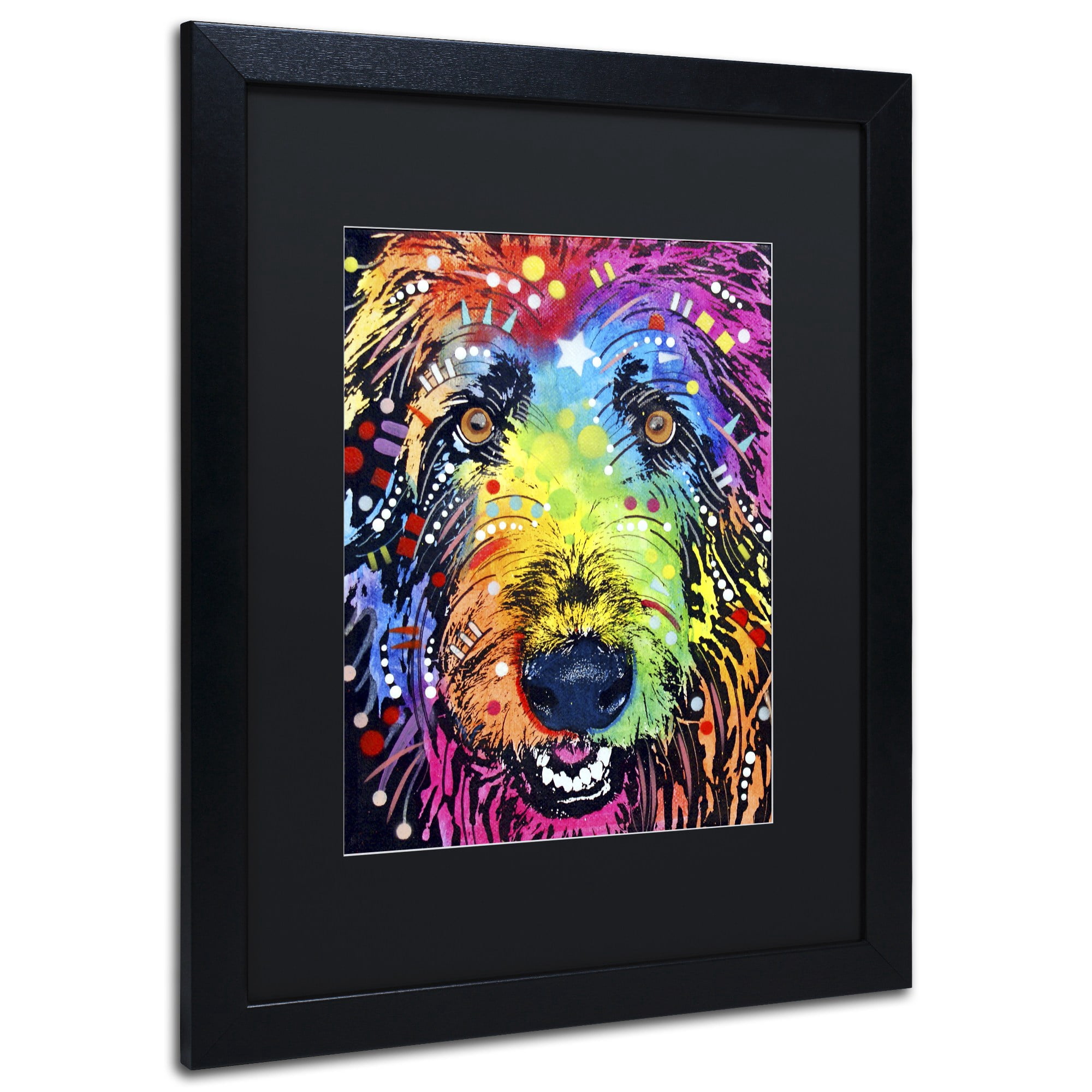 Trademark Fine Art "Irish Wolfhound" Canvas Art by Dean Russo, Black Matte, Black Frame