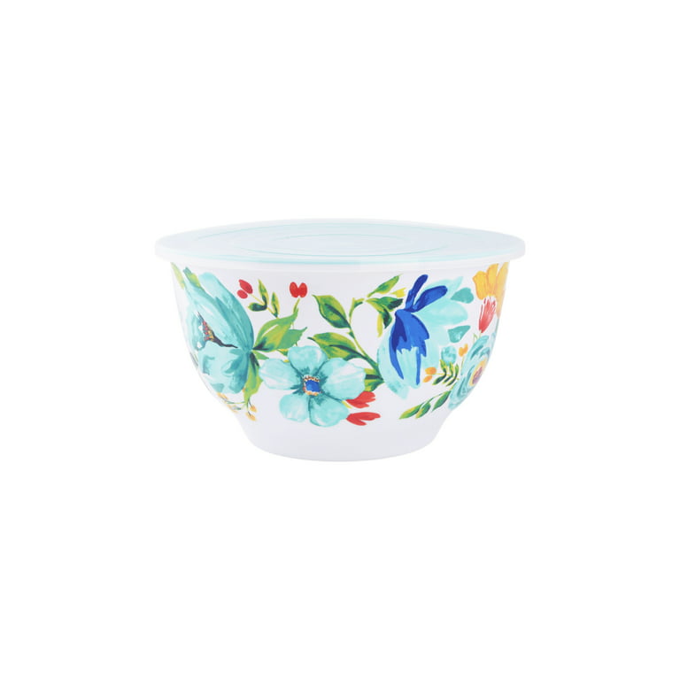 The Pioneer Woman Festive Forest 6-Piece Embossed Melamine Serving Bowl Set with Lids, Size: Large Bowl: Dia 11.78 inch x 4.68 H inch Medium Bowl: Dia