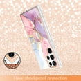 thumbnail image 6 of Case Compabible with Samsung Galaxy S22 Ultra 6.8" 2022, Hard PC Back & TPU Bumper 360° Ratating Metal Ring [Kickstand] Shockproof & Anti-scratch Luxury Fashion Marble Pattern Case, Pink, 6 of 6
