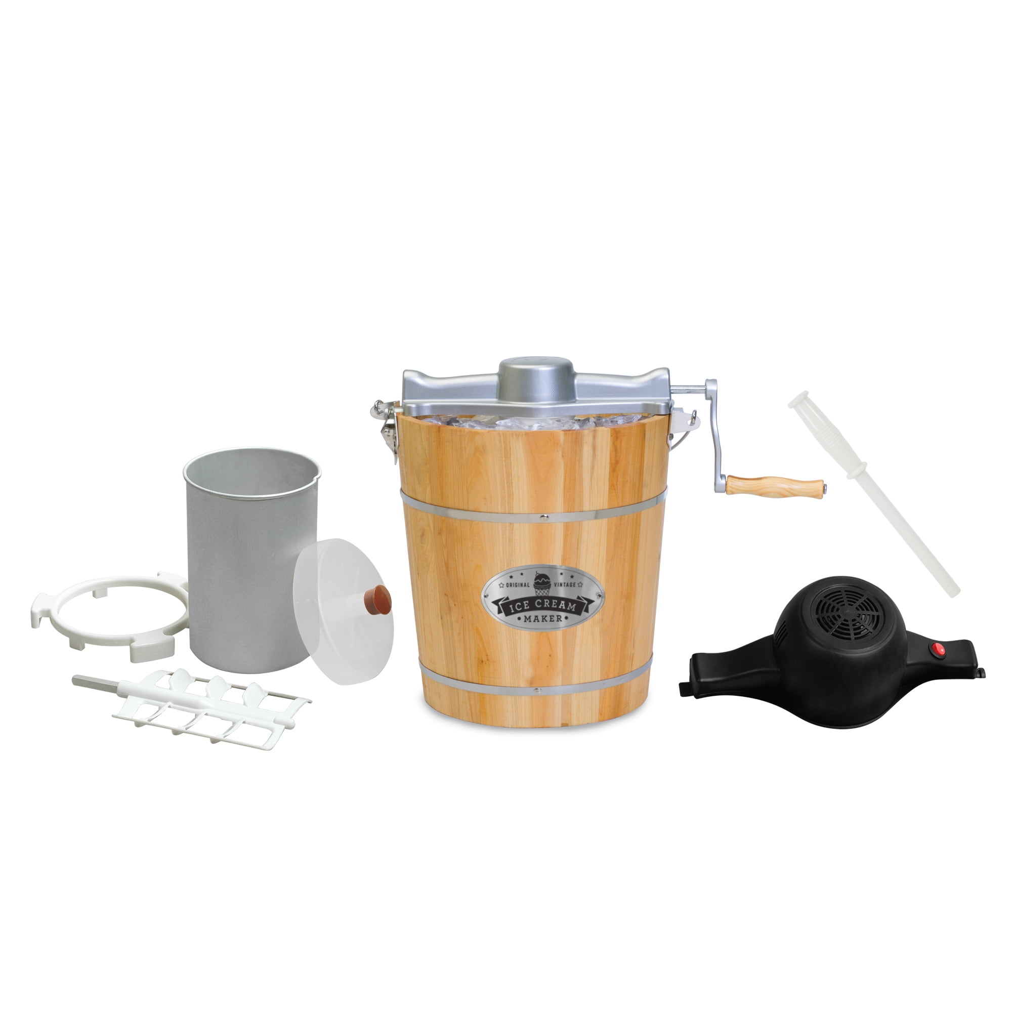 Elite Gourmet 4Qt. Old Fashioned Pine Bucket Electric Manual Ice Cream Maker EIM402 Walmart