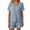 Blue, variant on Women's Ribbed Knit Short Set V-Neck Short Sleeve Tops High Waist Shorts Soft Cozy Loungewear Outfits for Daily Home Wear XL