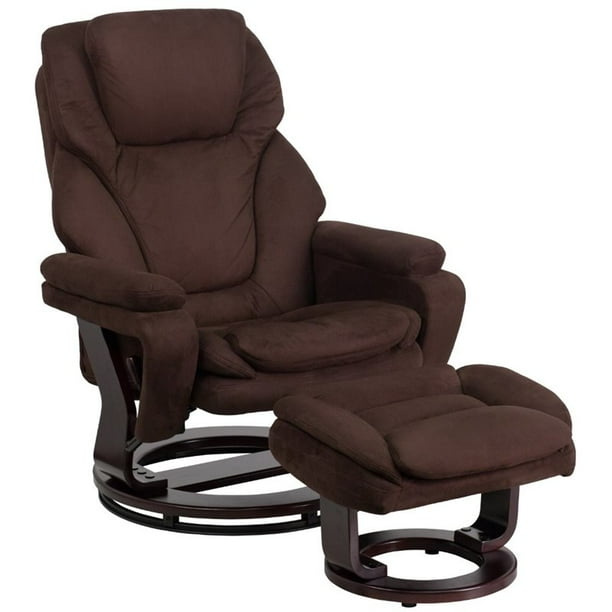 Pemberly Row Microfiber Recliner in Brown