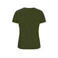 thumbnail image 5 of Mifsaly Crop Tops for Women Trendy Summer T Shirts Scoop Neck Short Sleeve Cropped Top Slim Fit Ribbed Knit Lace Patchwork Tee 2026 S, 5 of 7