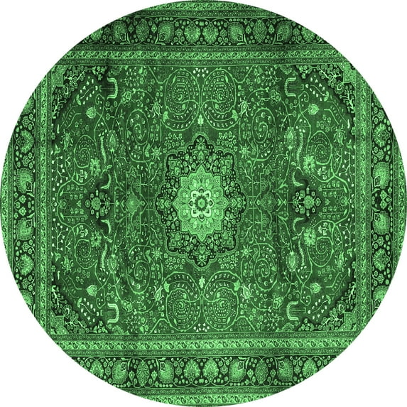 Ahgly Company Indoor Round Persian Emerald Green Traditional Area Rugs, 5' Round