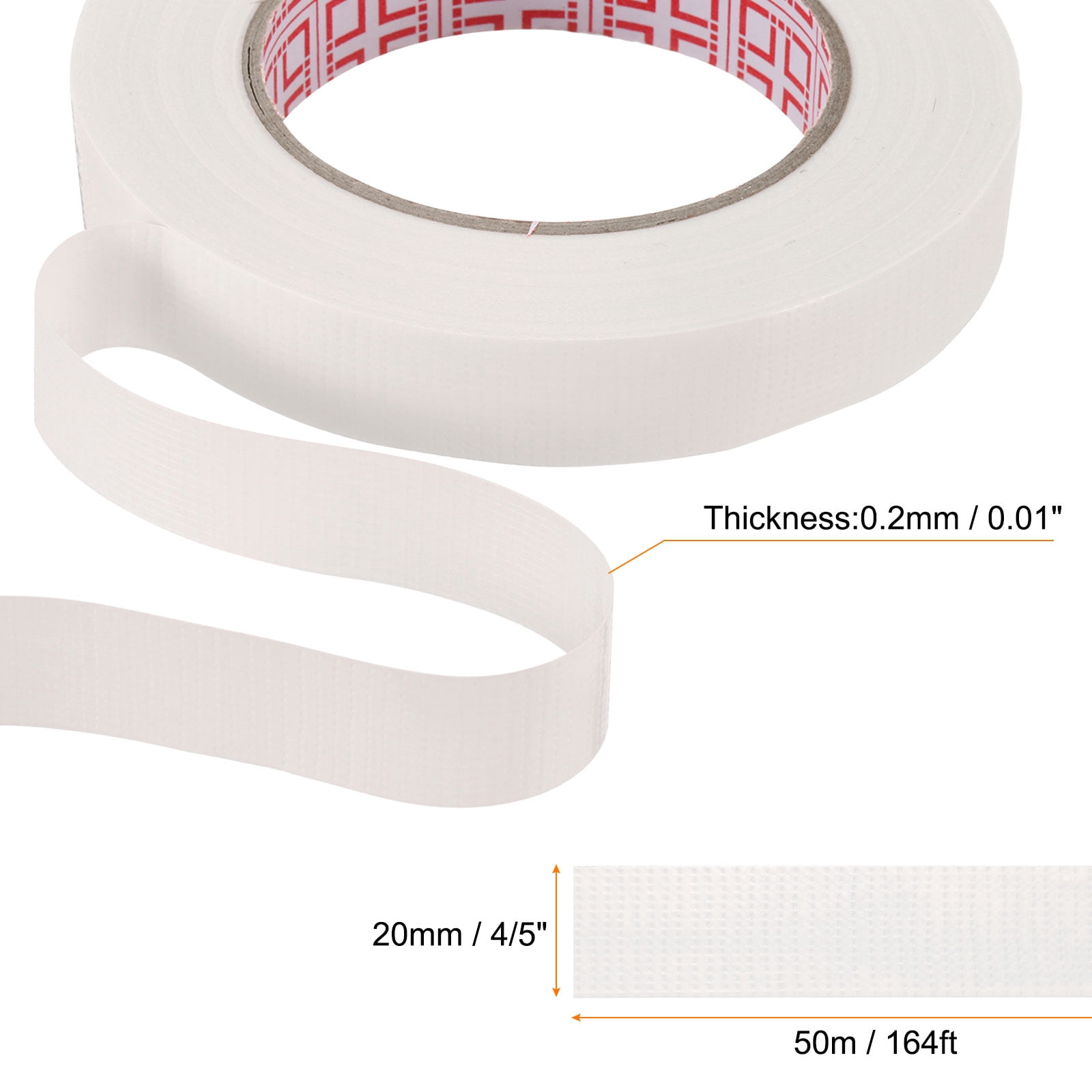 Uxcell 4 Rolls Wire Harness Cloth Tape 0.79"x164ft(20mmx50m) 0.2mm Thick Fabric High Adhesive Tearable Heat Resistant Tapes for Carpet Seaming Auto Cable Fixed, White