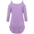thumbnail image 3 of Made by Johnny Women's 3/4 Sleeve Hollowed Out Shoulder Top L LILAC, 3 of 6