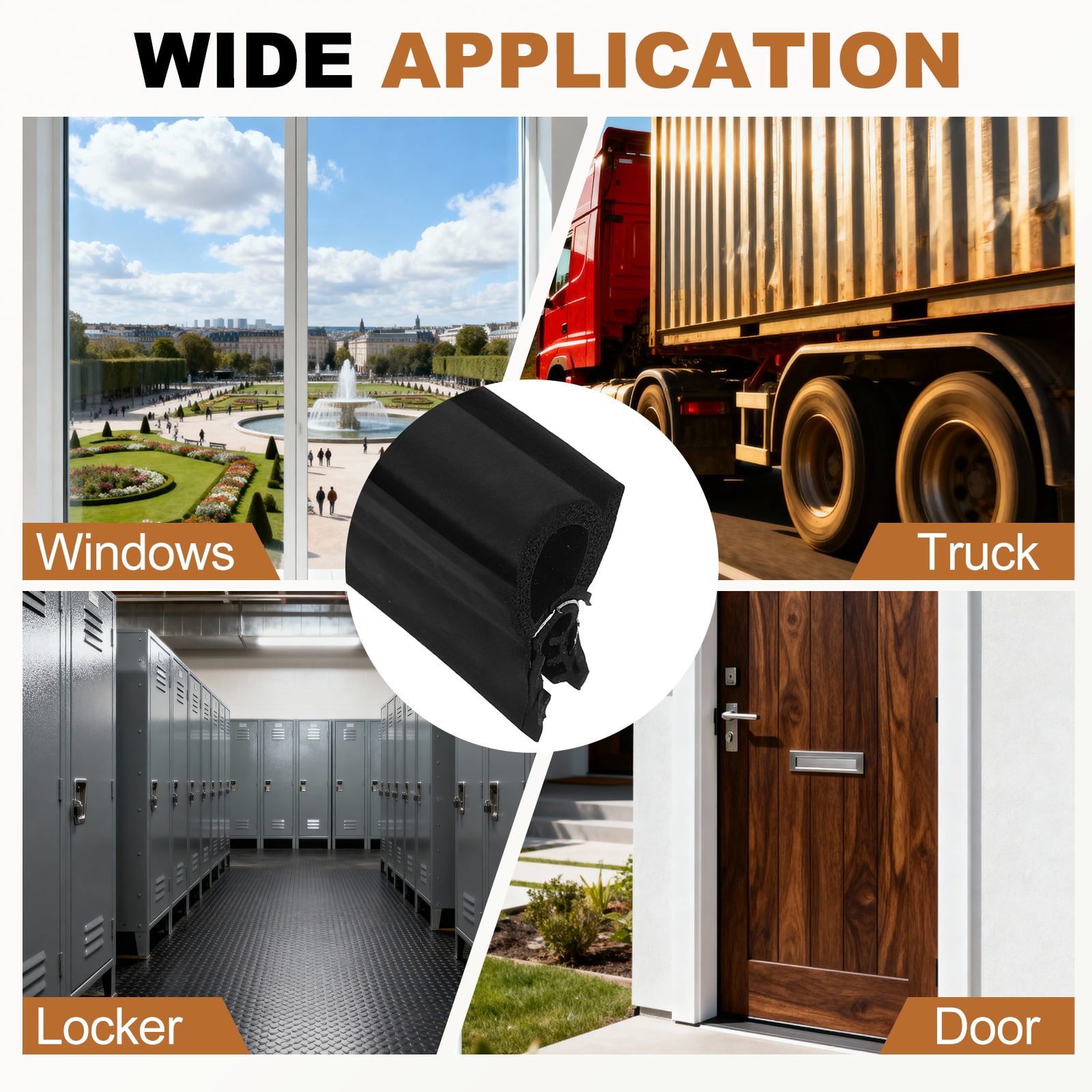 Door Weather Stripping 6.5FT, 20mm W x 23mm H EPDM Car Door Rubber Edge Trim Seal Strip Gasket with Top Bulb Fit 1mm to 2.5mm Edge for Electrical Cabinet Cars Boat RVs Truck, Black