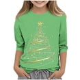 thumbnail image 2 of hengsof Girls Kids Merry Christmas Shirt Funny Xmas Graphic Three Quarter Sleeve Tee Holiday Casual Family Party Matching Tops, 2 of 4