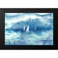 thumbnail image 2 of Tre Sorelle Studios 18x13 Black Modern Framed Museum Art Print Titled - Watercolor Sailboat Abstract Blue, 2 of 5